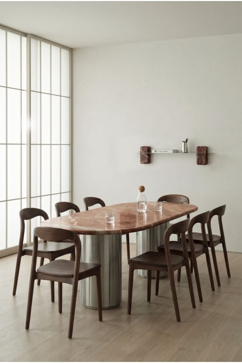 Oval dining table 220x110 cm Luceida - Marbre rouge Chigan
