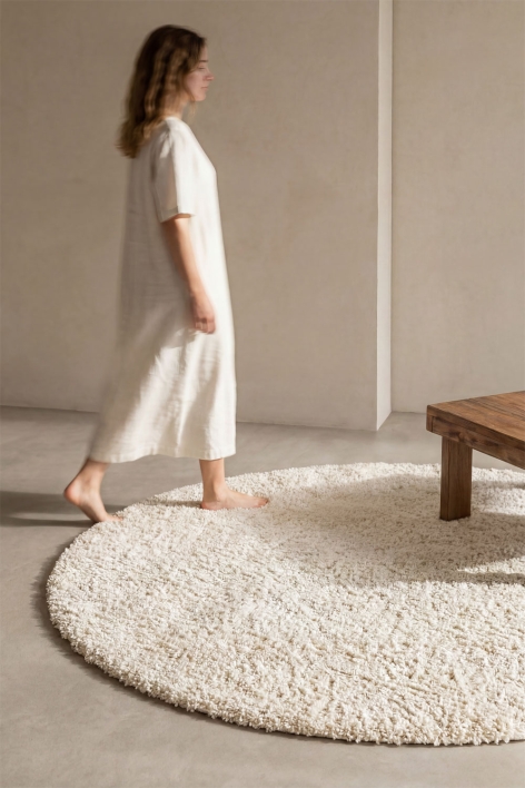 Tapis rond Ø120 cm beige crème Daroca