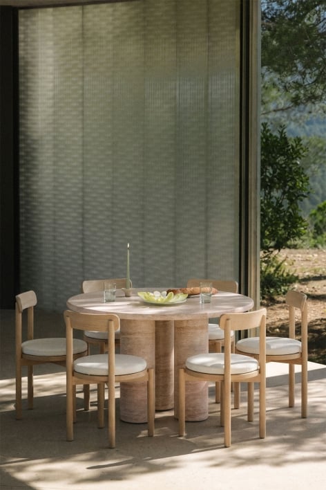 Table de jardin ronde Ø120 cm aspect ciment travertin Lourdes