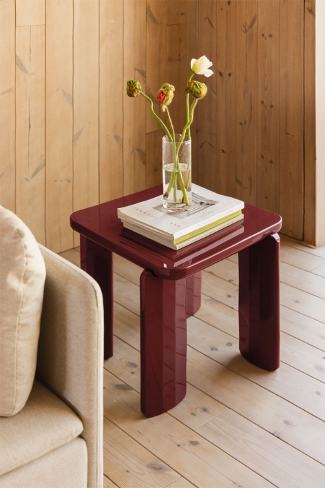 Table d'appoint carrée 50x50 cm en MDF Genève - Vin Rouge