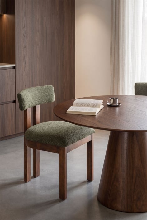 Chaise de salle à manger rembourrée Argider - Bouclé Vert Militaire