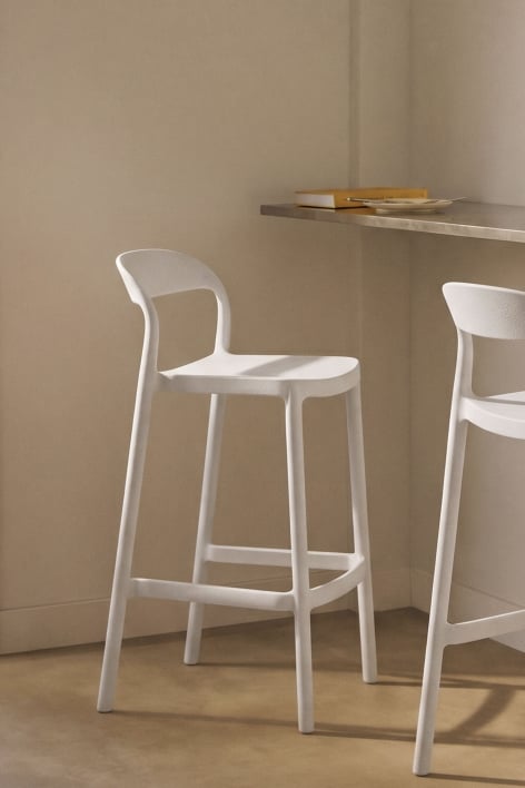 Tabouret haut empilable en polypropylène Brenza - Blanc de Pierre