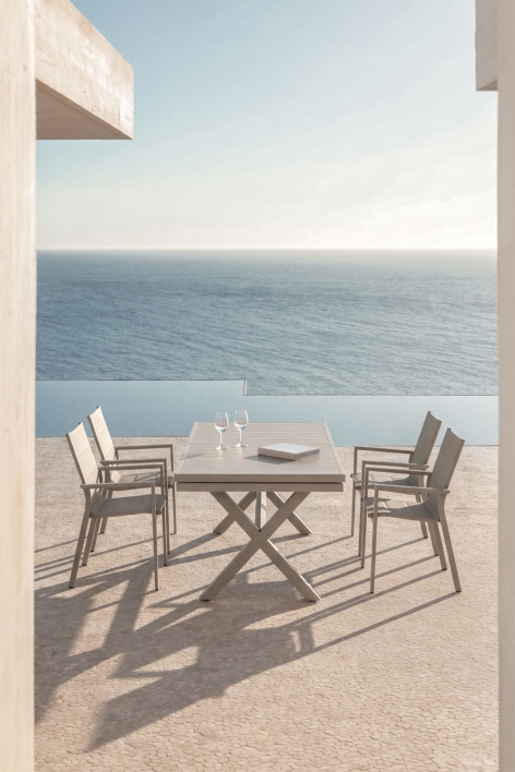 Table de jardin rectangulaire extensible en aluminium Karena - Moka Brown