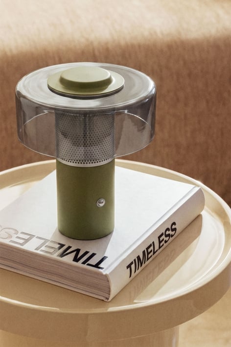 Lampe de table LED sans fil en cristal et fer Elfriede - Vert Olive Intense