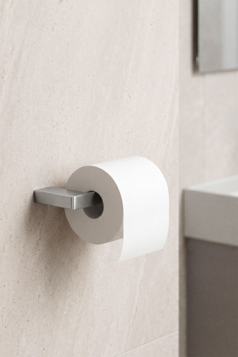 Porte-papier toilette en acier inoxydable gris brossé Olvam