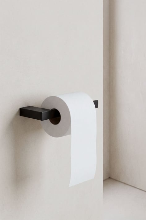 Porte-papier toilette en acier inoxydable noir mat Olvam - Noir Mate
