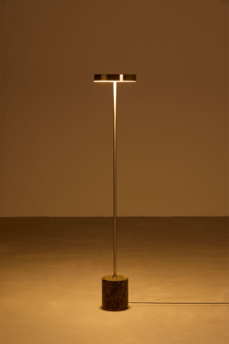 Lampadaire LED en acier inoxydable et pierre naturelle Isasia