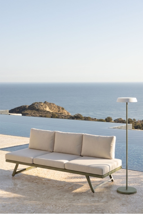 Canapé de jardin 3 places inclinable en aluminium Libanc - Gardenia White - Vert olive intense
