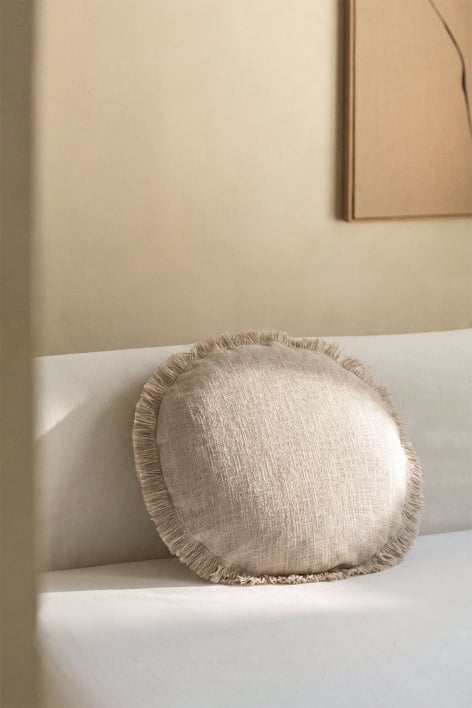 Coussin rond Ø40 cm en coton Soncey - Tapioca Beige