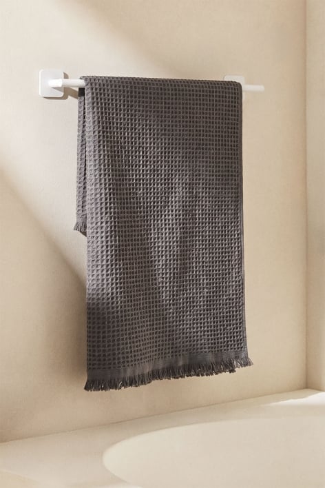 Porte-serviettes mural adhésif avec barre 60 cm pour salle de bain en acier inoxydable blanc Ondreli