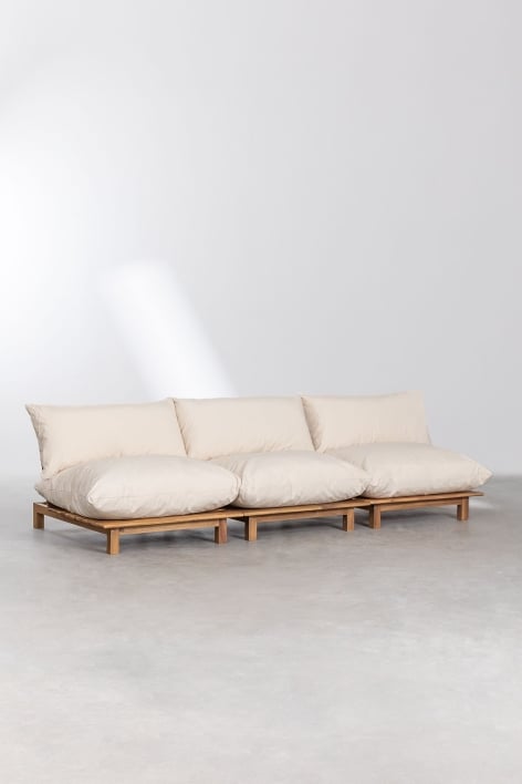 Canapé modulaire inclinable 3 pièces en bois d'acacia Brina