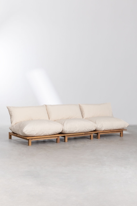Canapé modulaire inclinable 3 pièces en bois d'acacia Brina