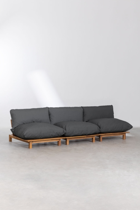 Canapé modulaire inclinable 3 pièces en bois d'acacia Brina