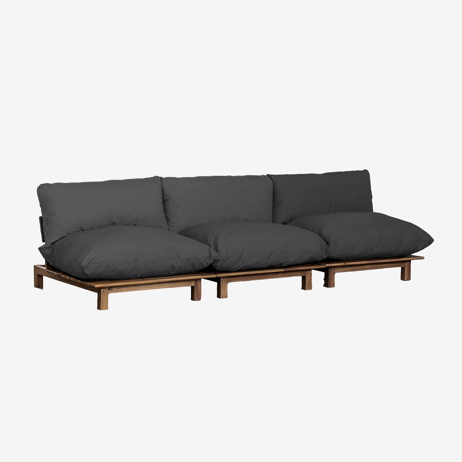 Canapé Brina Sklum : test du modulaire inclinable en acacia gris graphite