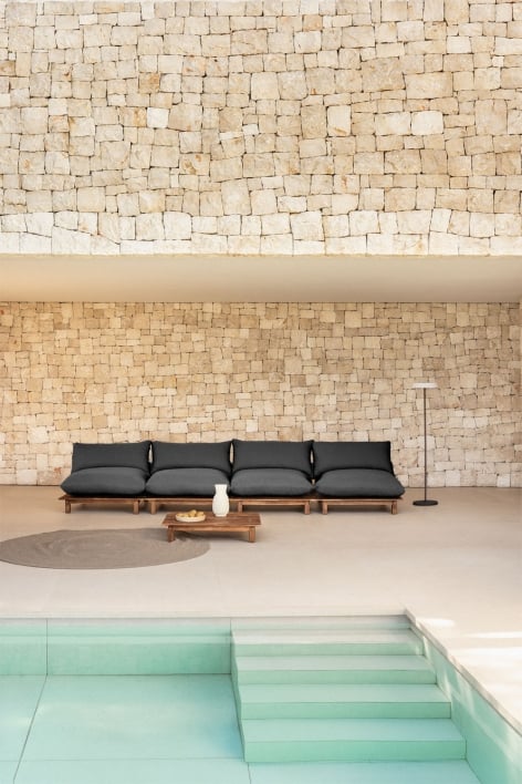 Ensemble de jardin avec canapé modulaire inclinable de jardin 4 pièces et table basse en bois d'acacia Brina - Gris Graphite