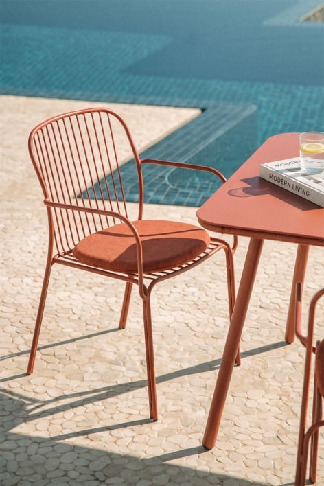 Chaise de jardin avec accoudoirs en acier Anerina - Terracota