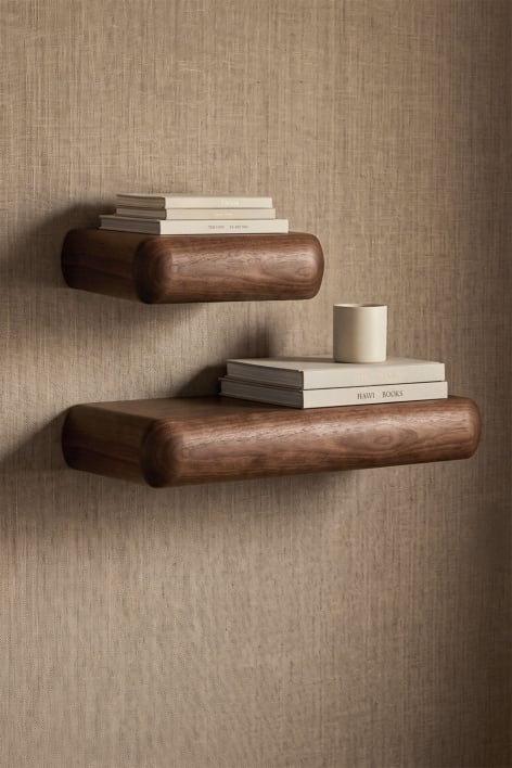 Set de 2 étagères murales en bois Carmen - Brun Acacia foncé