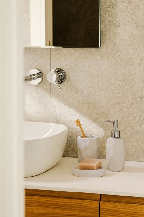 Set de salle de bain en grès blanc Rixten