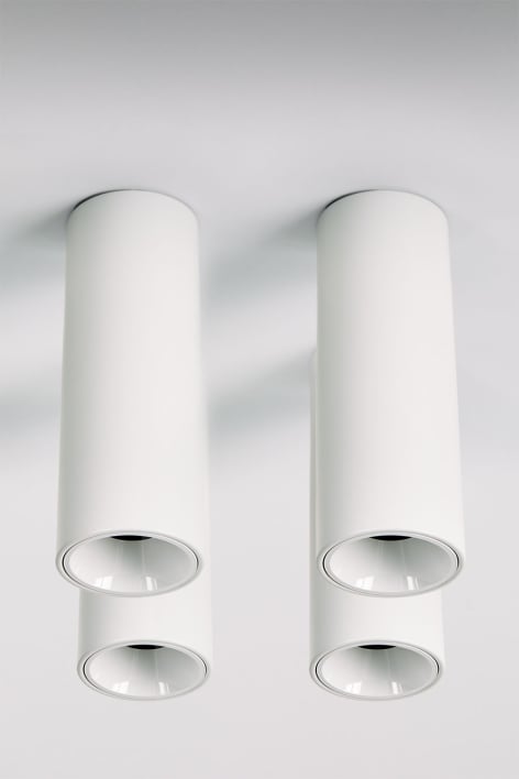Pack de 4 appliques de plafond LED de surface ronds Ø7,2 cm en aluminium Orelva
