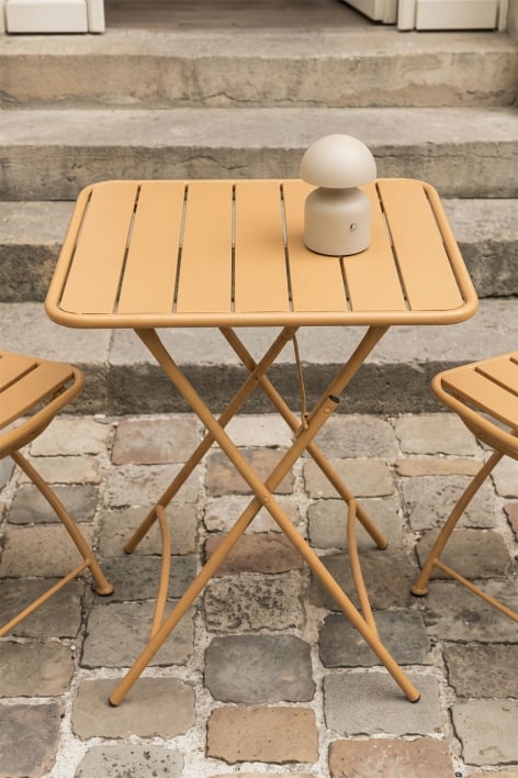 Table de jardin carrée 60x60 cm pliante en acier Janti - Moutarde