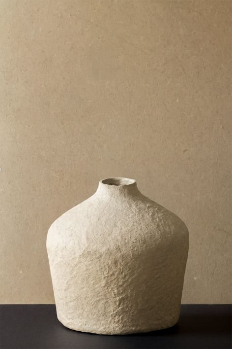 Vase décoratif en papier mâché Brimsley - Beige Crème