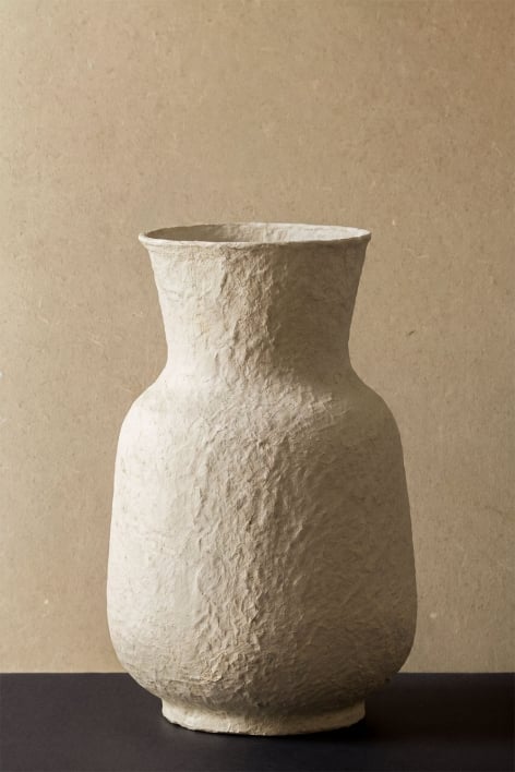 Vase décoratif en papier mâché Sousel - Blanc