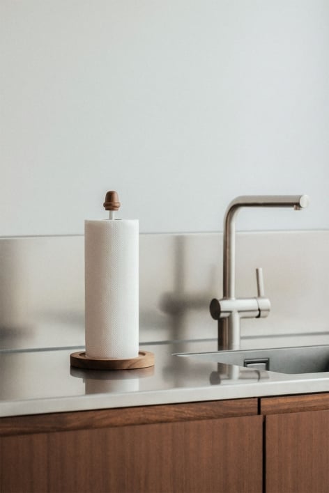 Porte-rouleaux de cuisine en bois d'acacia et fer Andoni