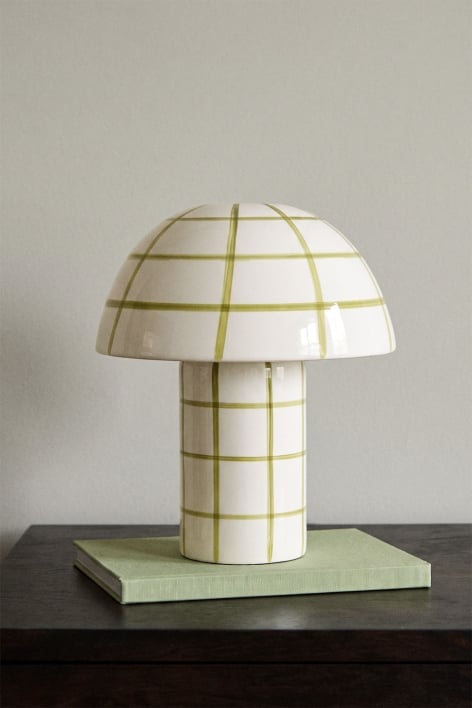 Lampe de table en céramique Kisvea - Blanc Gardenia - Vert Lime