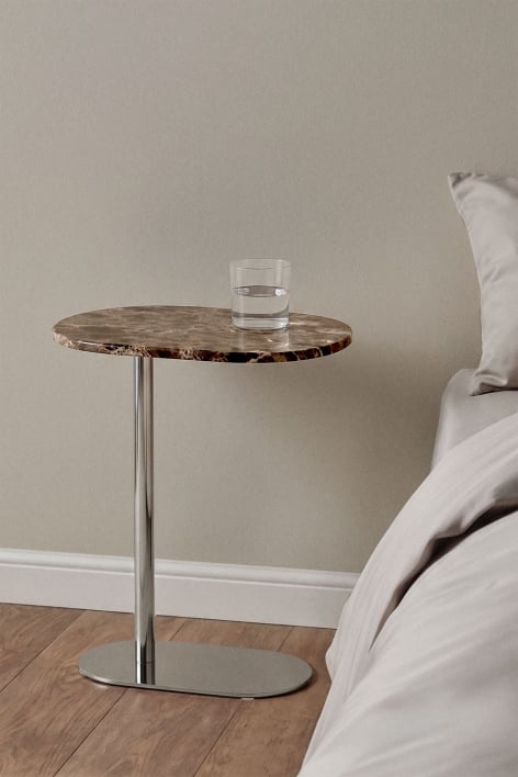 Pack de 2 tables de chevet 45x25 cm en acier inoxydable Lumair