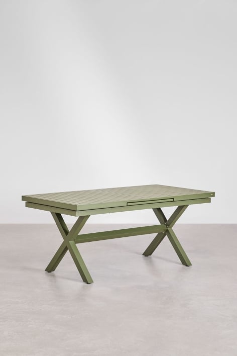 Table à manger rectangulaire extensible en aluminium Karena - Vert Olive Intense