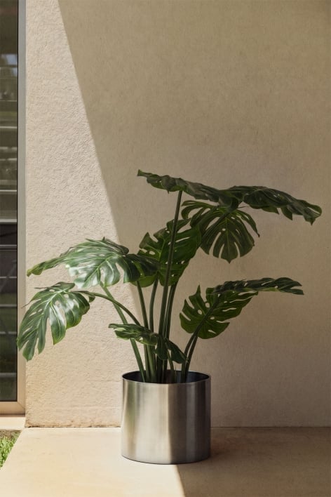 Pot de fleurs d'extérieur rond en acier inoxydable Auraia