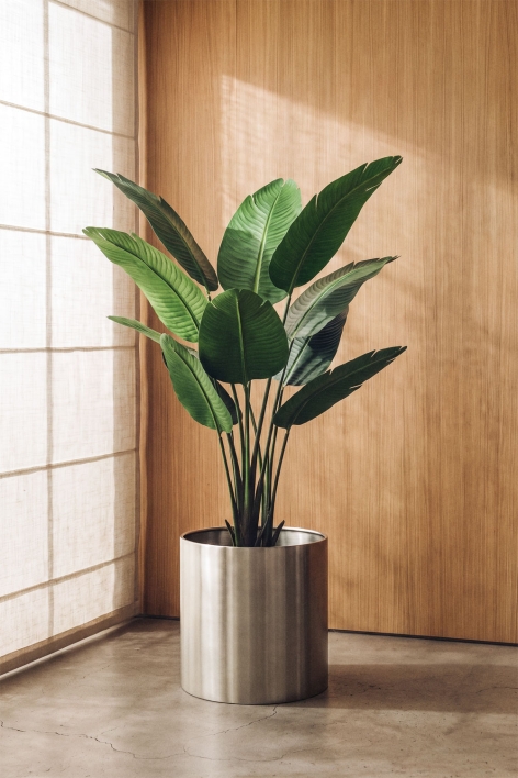 Pot de fleurs rond en acier inoxydable Auraia