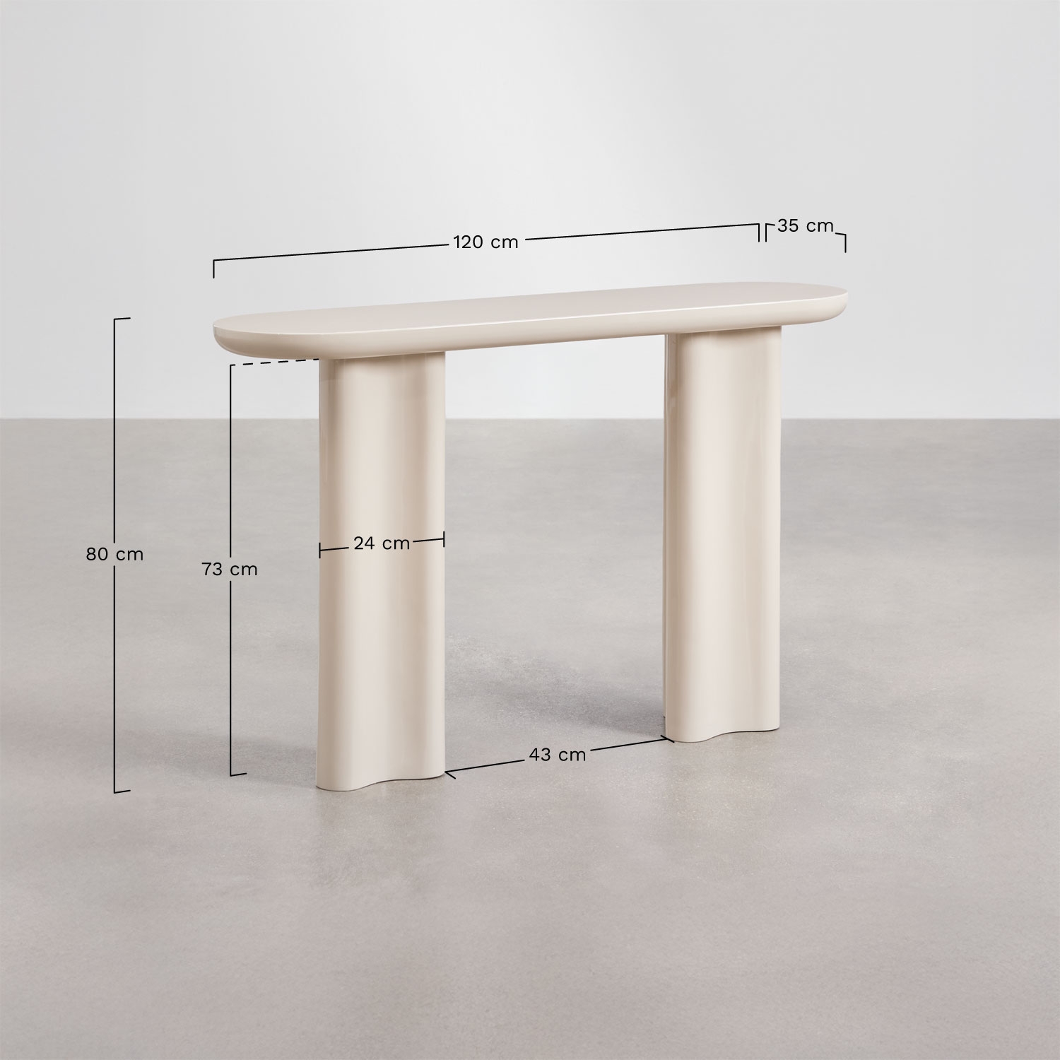 Console d'entrée ovale 120x35 cm en MDF Breoniz, mesures