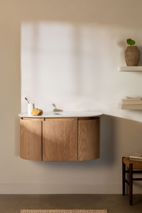 Ensemble de meuble de salle de bain suspendu 90x50 cm en bois Carsone