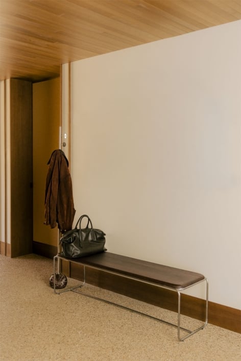 Banc 160 cm en bois d'acacia foncé et acier inoxydable Altrex - Brun Acacia foncé