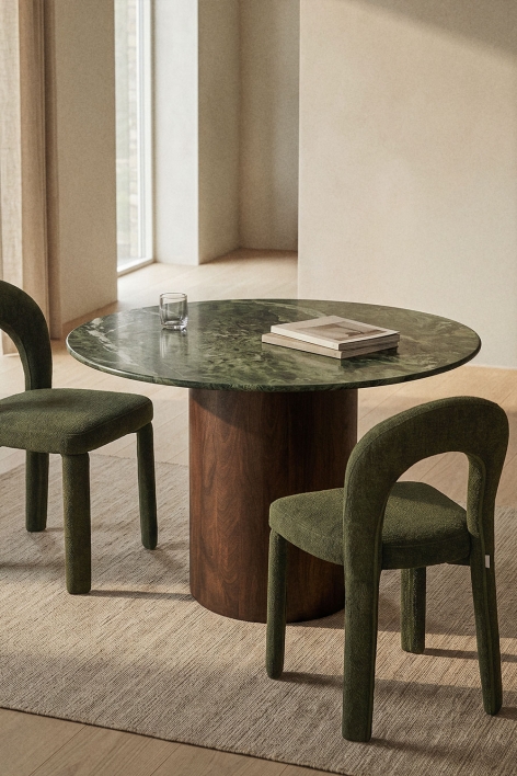 Table de salle à manger ronde Ø120 cm Luceida - Marbre vert Forest