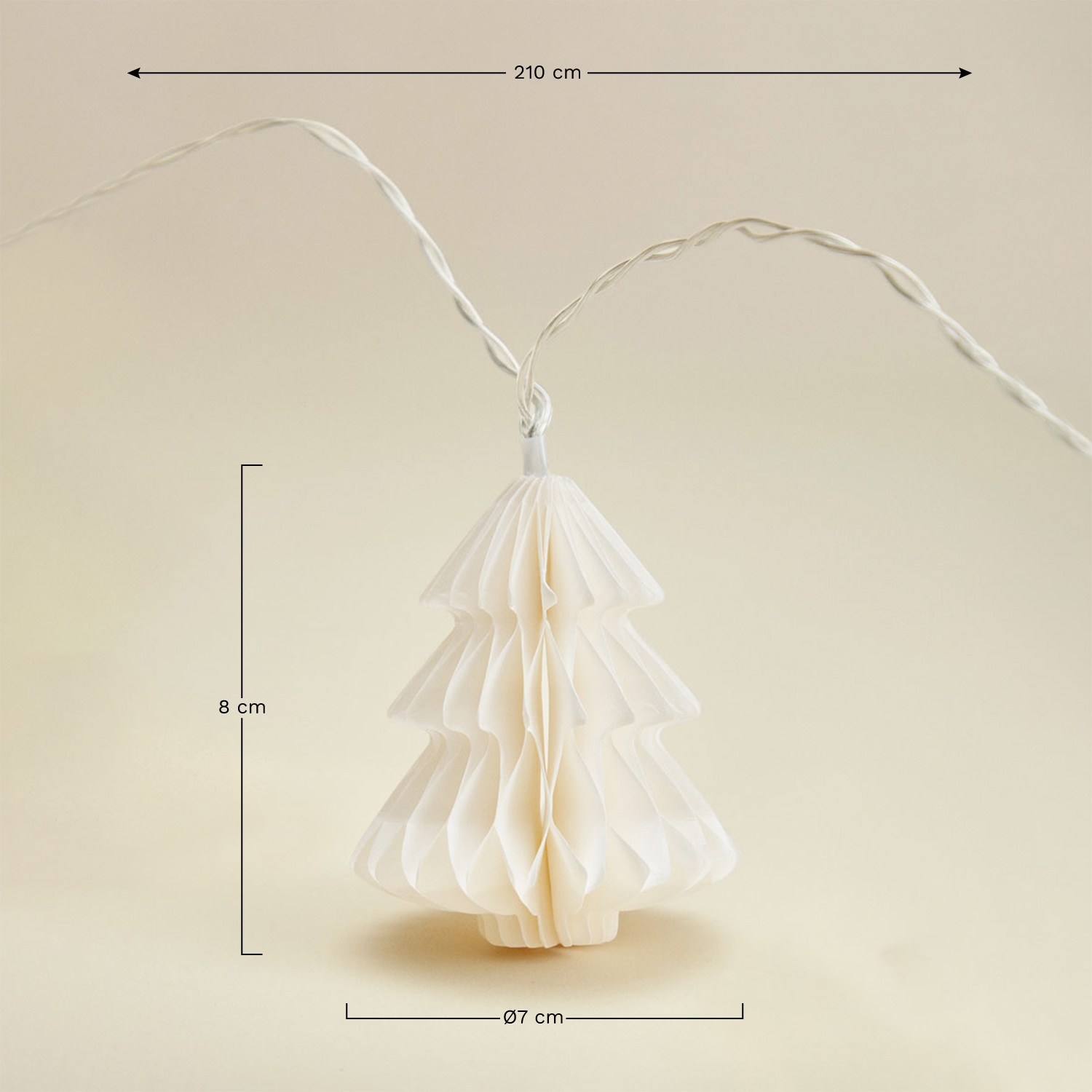Guirlande décorative avec lumières LED en papier Vamei, mesures