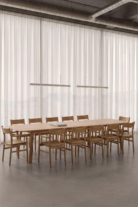 Set de table extensible 220-320x95 cm Treveris et 12 chaises de salle à manger en bois de chêne Mireita