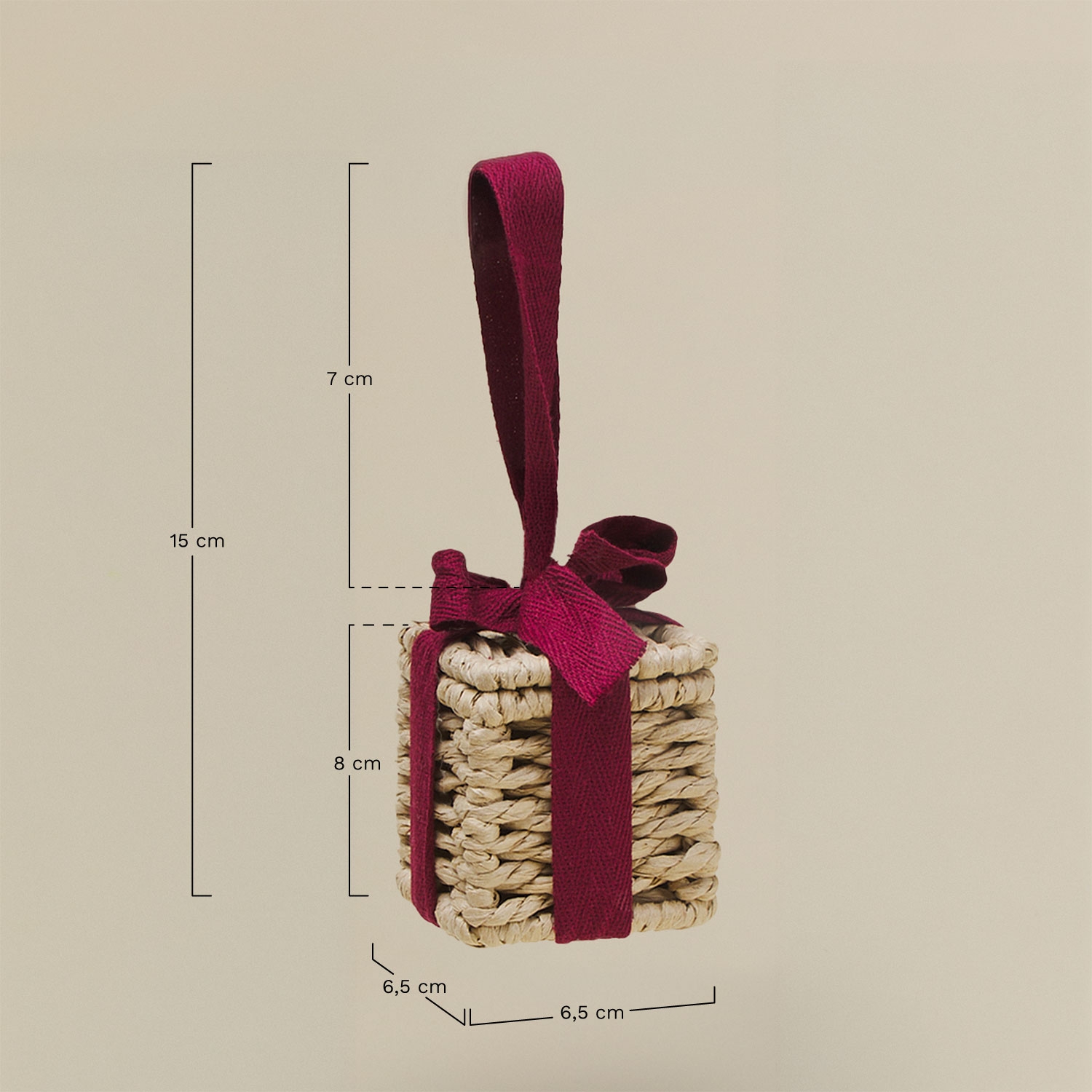 Pack de 3 décorations de Noël en corde tressée Dravik, mesures