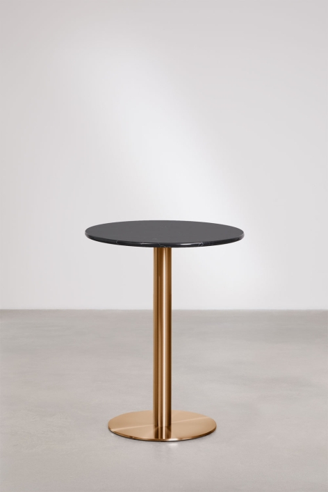Table de bar ronde en pierre naturelle Xiren - Marbre Nero Marquina