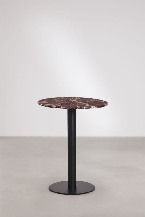 Table de bar ronde en pierre naturelle Xiren - Marbre Rouge Cherry Gold