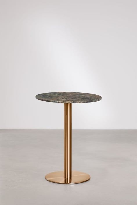 Table de bar ronde en pierre naturelle Xiren - Marbre Vert Forest