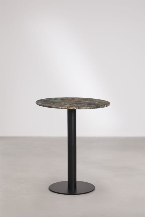 Table de bar ronde en pierre naturelle Xiren - Marbre Vert Forest