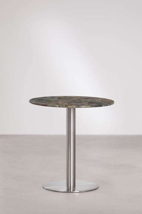 Table de bar ronde en pierre naturelle Xiren - Marbre Vert Forest