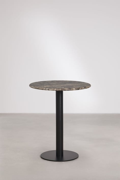 Table de bar ronde en pierre naturelle Xiren - Marbre Brun Emperador