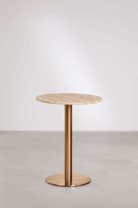 Table de bar ronde en pierre naturelle Xiren - Travertin