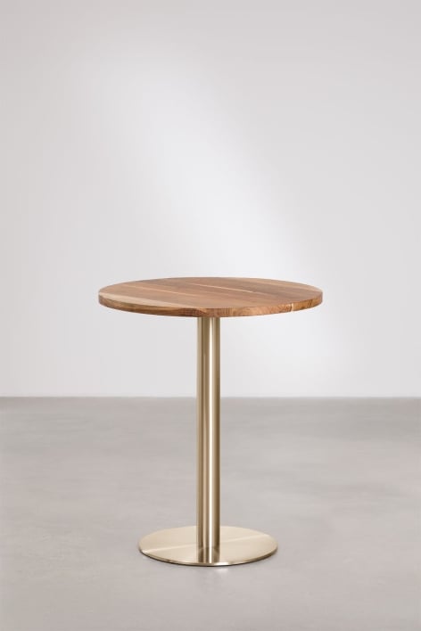 Table de bar ronde en bois d'acacia Xiren - Bois D'Acacia - Doré Brossé
