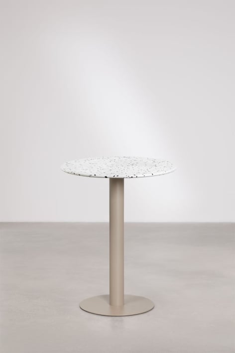 Table de bar ronde Ø60 cm en terrazzo Xiren - Terrazzo Ivoire Et Noir - Marron Moka
