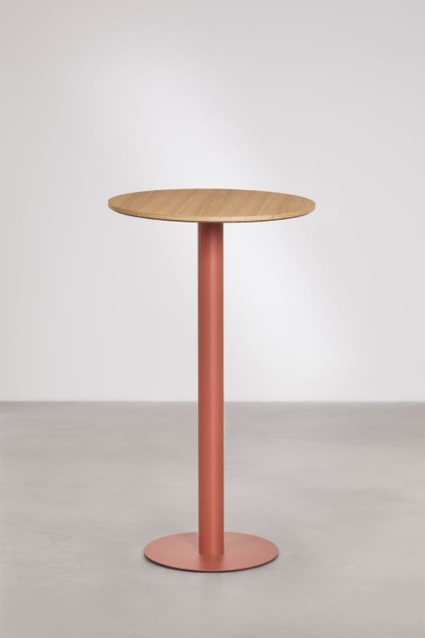 Table haute de bar ronde Ø60 cm en MDF Xiren - Bois Naturel Brun – Terre cuite