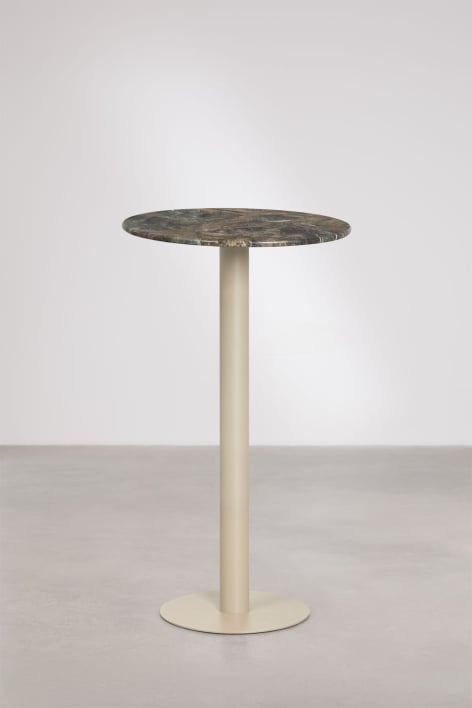 Table haute de bar ronde Ø60 cm en pierre naturelle Xiren - Marbre Vert Forest